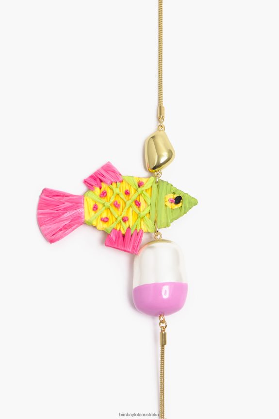 Accessories 4062VZ700 Pink Bimba Y Lola Multicolor Raffia Necklace