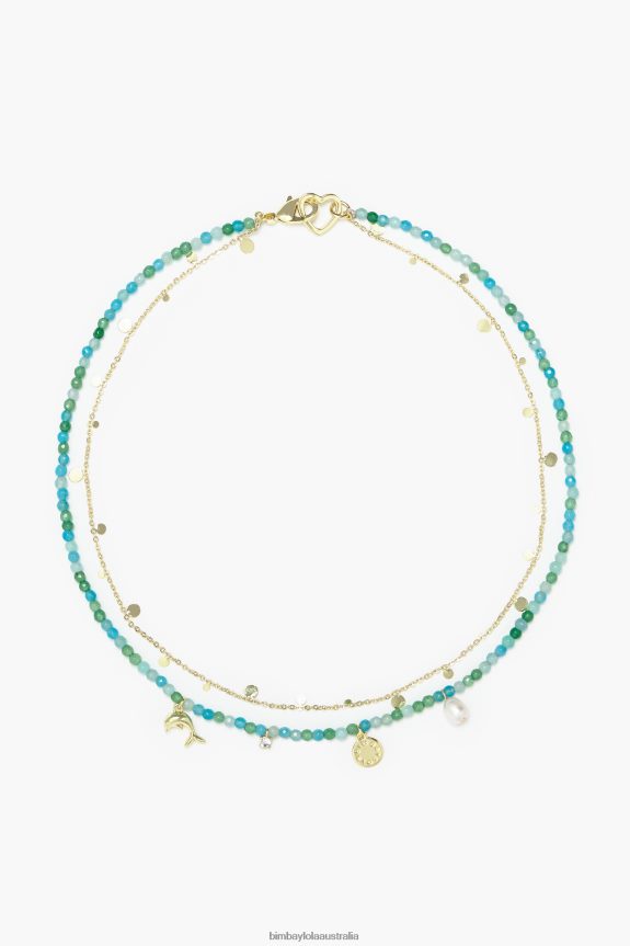 Accessories 4062VZ732 Turquoise Bimba Y Lola Short Stones Dolphin Necklace
