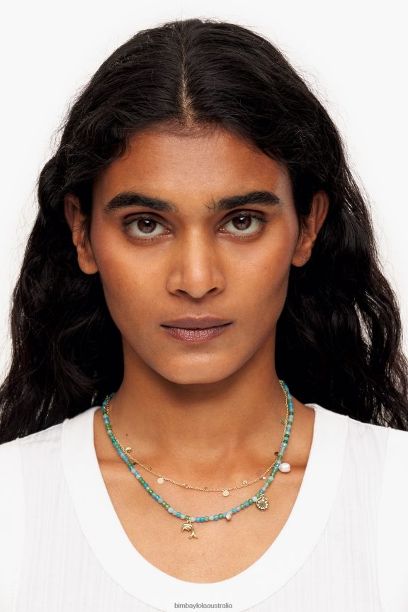 Accessories 4062VZ732 Turquoise Bimba Y Lola Short Stones Dolphin Necklace