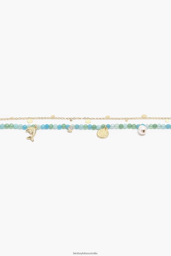 Accessories 4062VZ732 Turquoise Bimba Y Lola Short Stones Dolphin Necklace