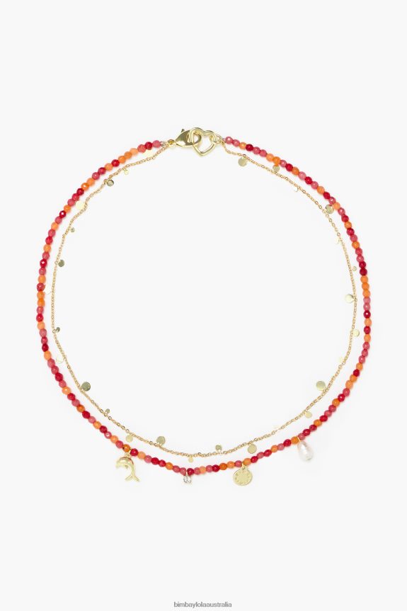 Accessories 4062VZ733 Coral Bimba Y Lola Short Stones Dolphin Necklace