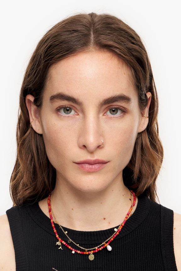 Accessories 4062VZ733 Coral Bimba Y Lola Short Stones Dolphin Necklace