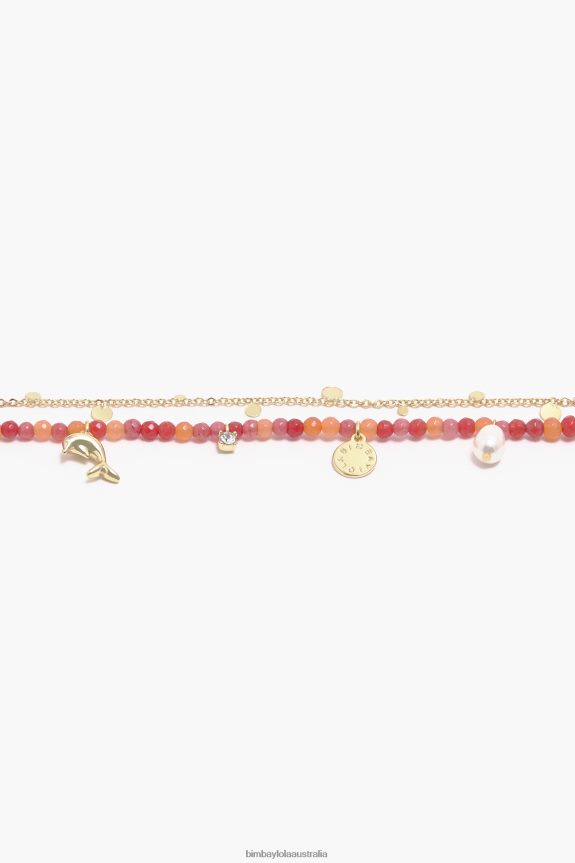 Accessories 4062VZ733 Coral Bimba Y Lola Short Stones Dolphin Necklace