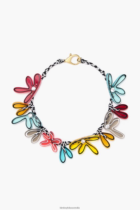 Accessories 4062VZ743 Black Bimba Y Lola Flowers Cord Necklace