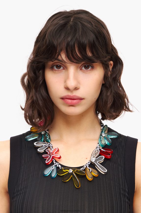 Accessories 4062VZ743 Black Bimba Y Lola Flowers Cord Necklace
