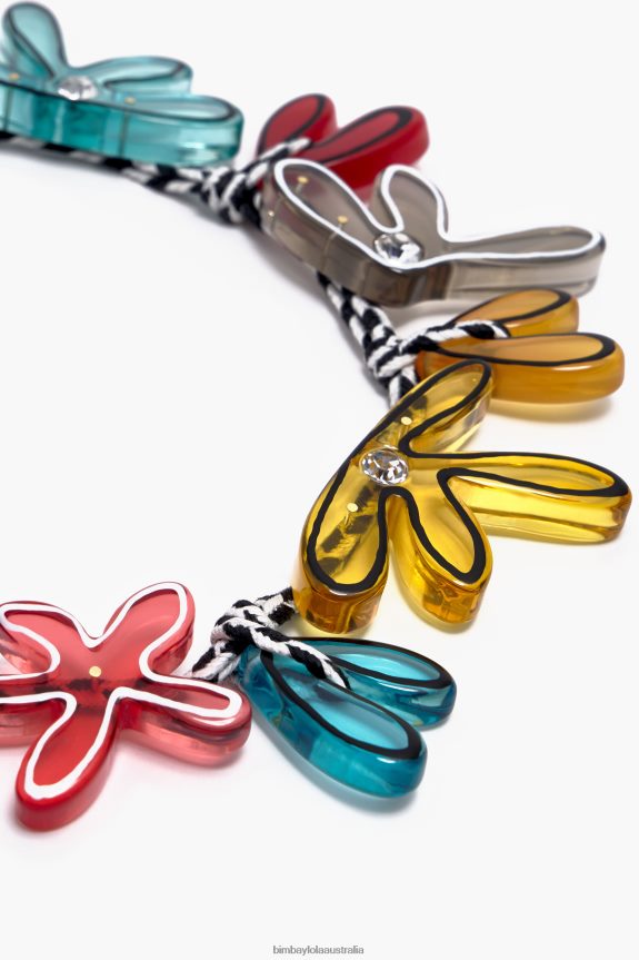 Accessories 4062VZ743 Black Bimba Y Lola Flowers Cord Necklace