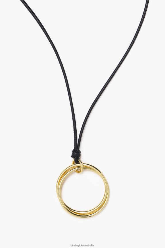 Accessories 4062VZ756 Black Bimba Y Lola Long Cord Necklace With Hoops