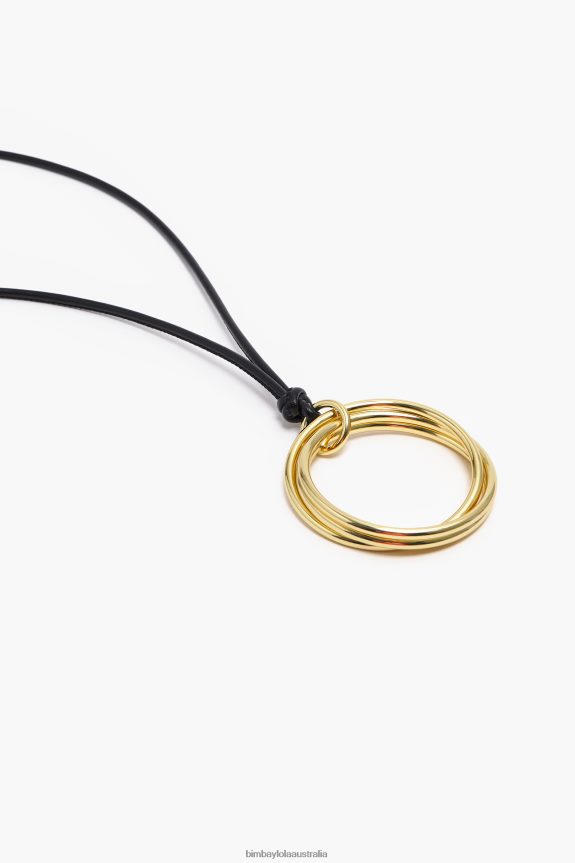 Accessories 4062VZ756 Black Bimba Y Lola Long Cord Necklace With Hoops
