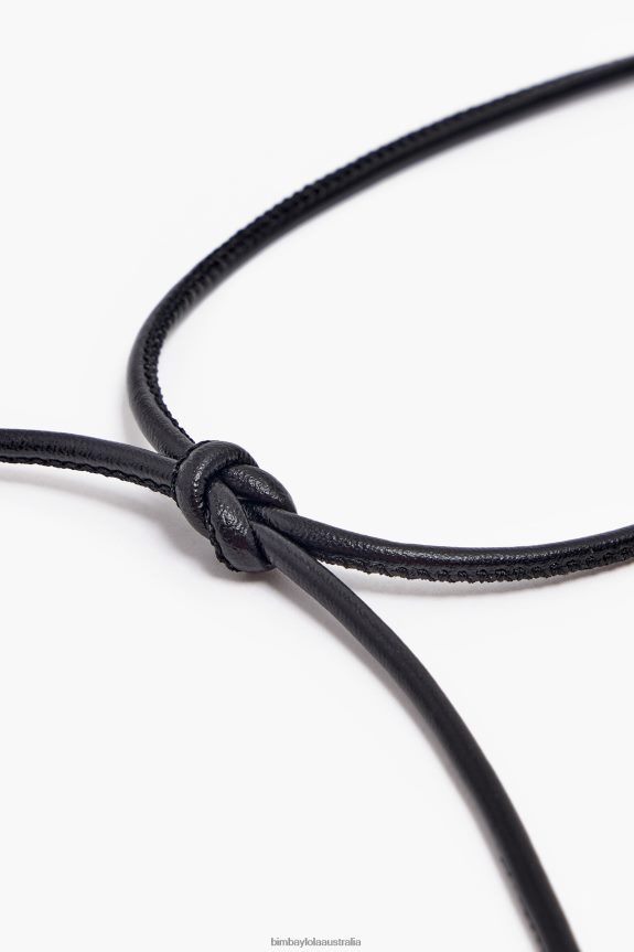 Accessories 4062VZ756 Black Bimba Y Lola Long Cord Necklace With Hoops