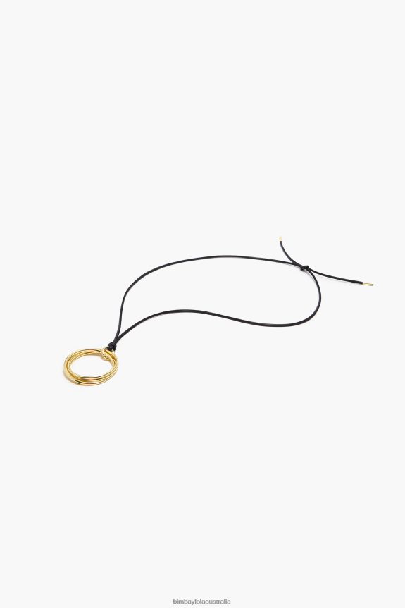 Accessories 4062VZ756 Black Bimba Y Lola Long Cord Necklace With Hoops