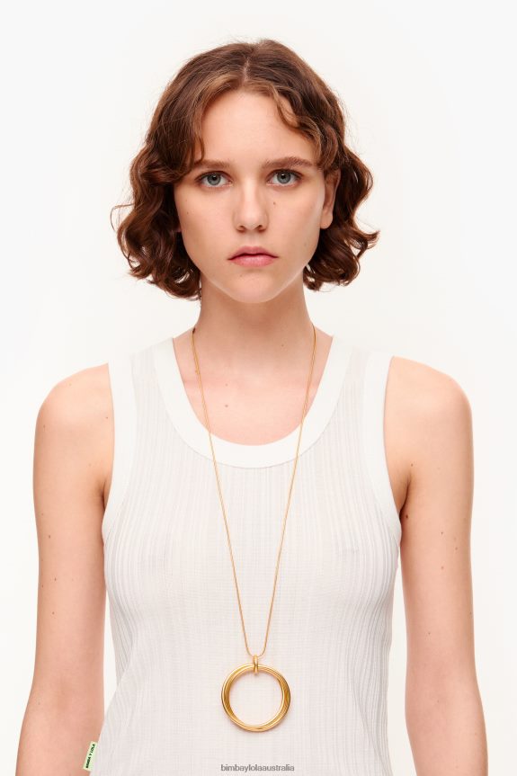Accessories 4062VZ757 Golden Bimba Y Lola Long Hoop Chain Necklace