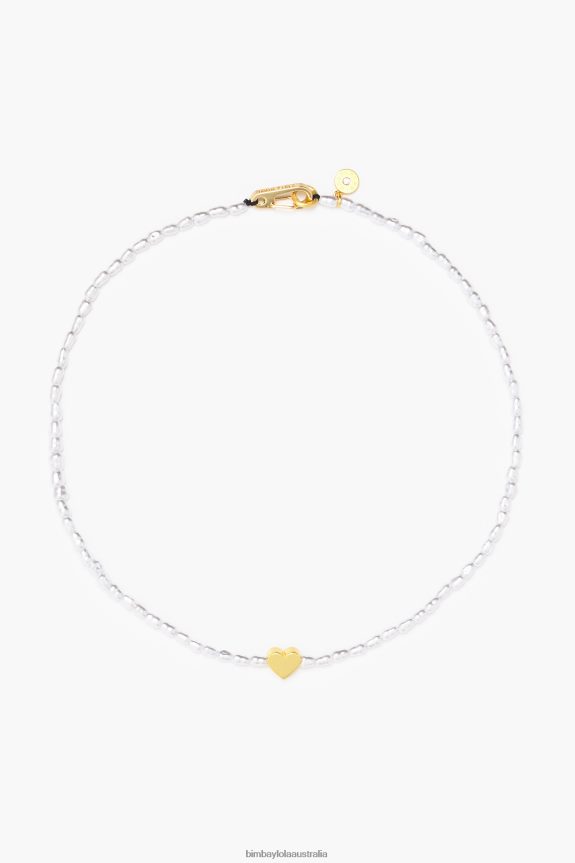 Accessories 4062VZ788 Golden Bimba Y Lola Short Heart Necklace With Pearls