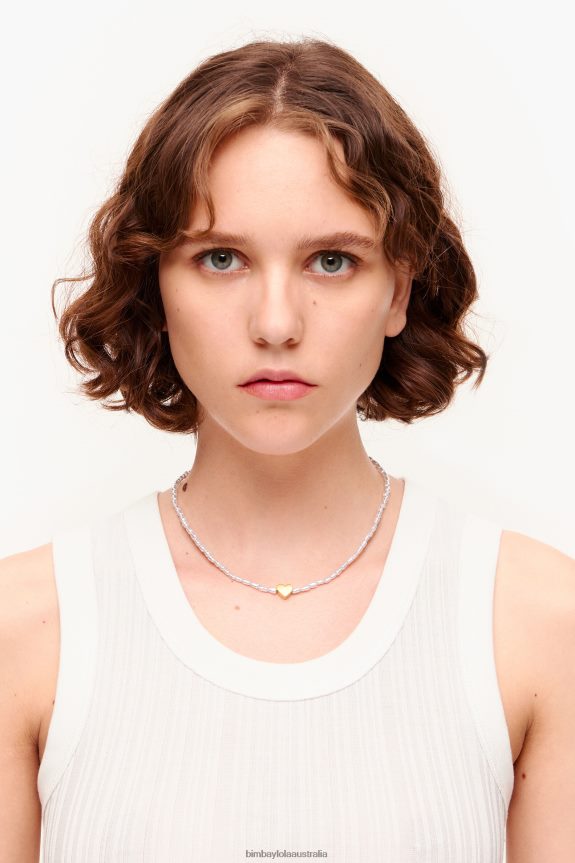 Accessories 4062VZ788 Golden Bimba Y Lola Short Heart Necklace With Pearls