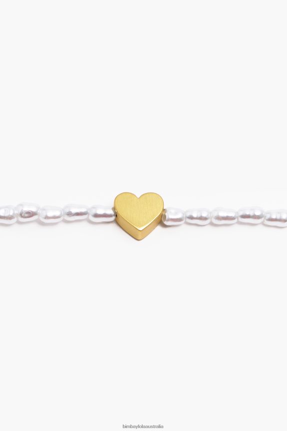 Accessories 4062VZ788 Golden Bimba Y Lola Short Heart Necklace With Pearls