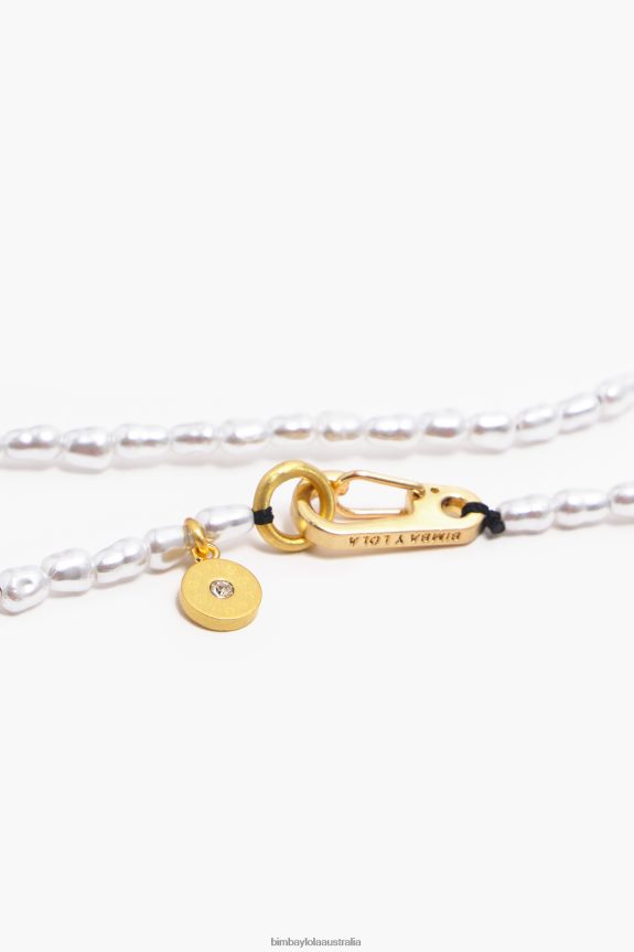 Accessories 4062VZ788 Golden Bimba Y Lola Short Heart Necklace With Pearls