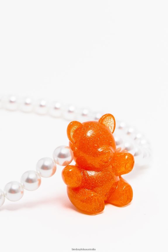 Accessories 4062VZ794 Neon Orange Bimba Y Lola Bear Pearl Necklace
