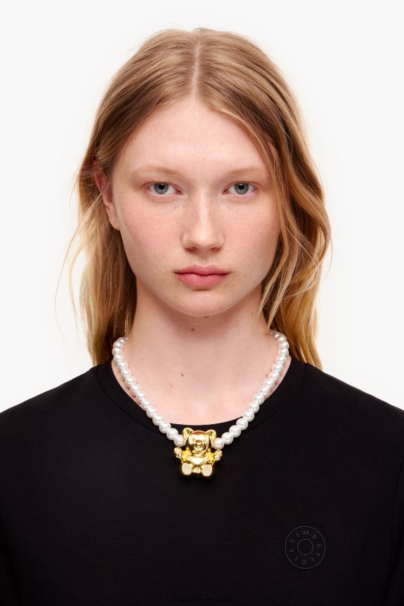 Accessories 4062VZ795 Golden Bimba Y Lola Teddy Bear Pearl Necklace