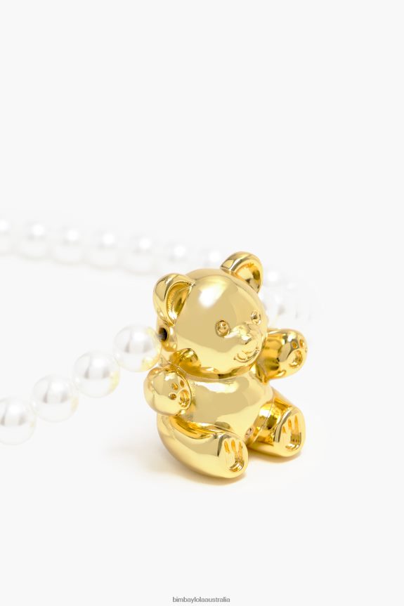 Accessories 4062VZ795 Golden Bimba Y Lola Teddy Bear Pearl Necklace
