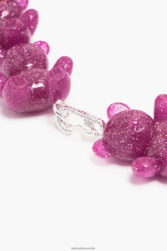 Accessories 4062VZ800 Pink Bimba Y Lola Glitter Teddy Bear Necklace