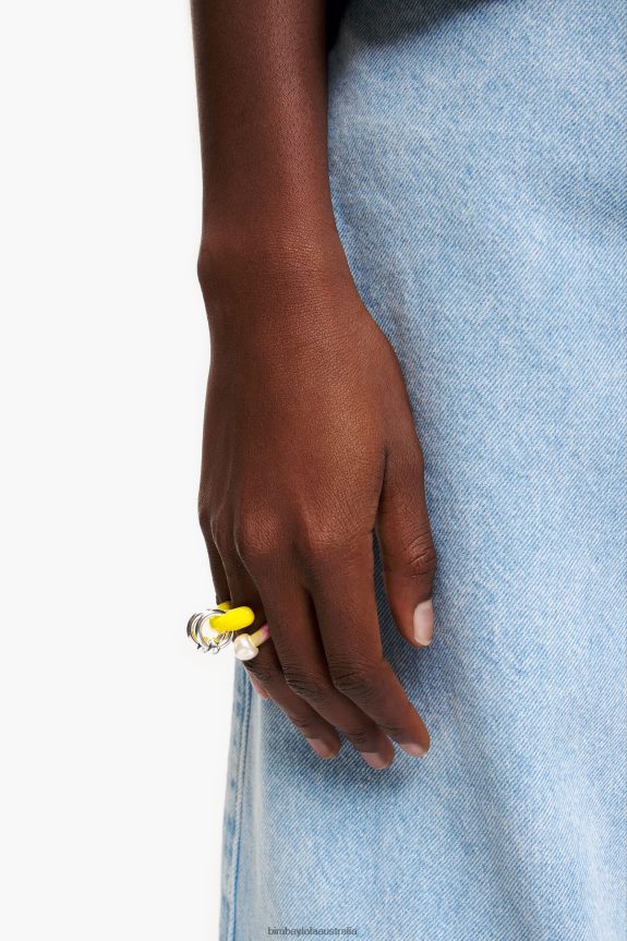 Accessories 4062VZ682 Multicolor Bimba Y Lola Enamel Pearl Ring
