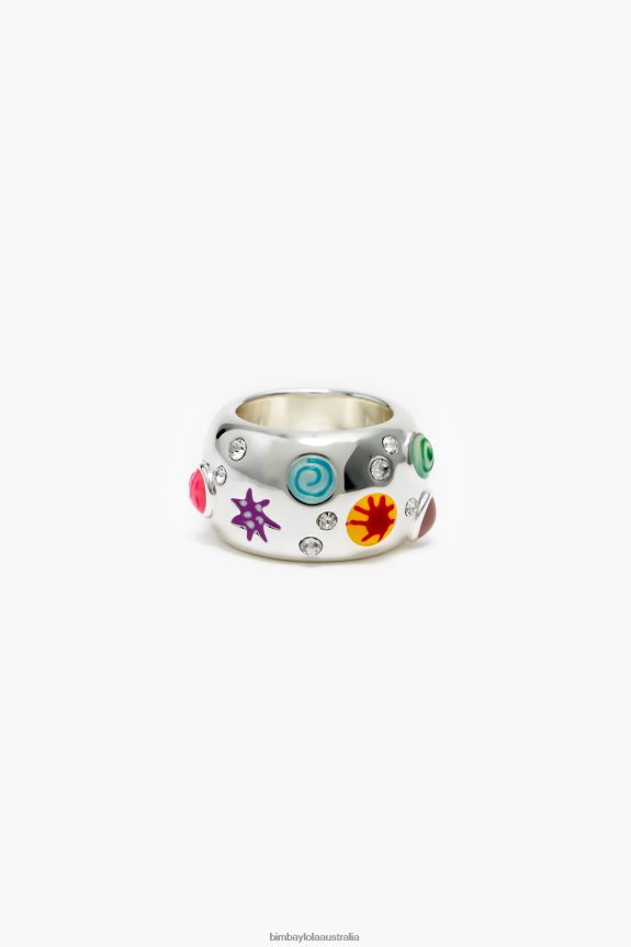Accessories 4062VZ683 Multicolor Bimba Y Lola Crystal Enamel Ring