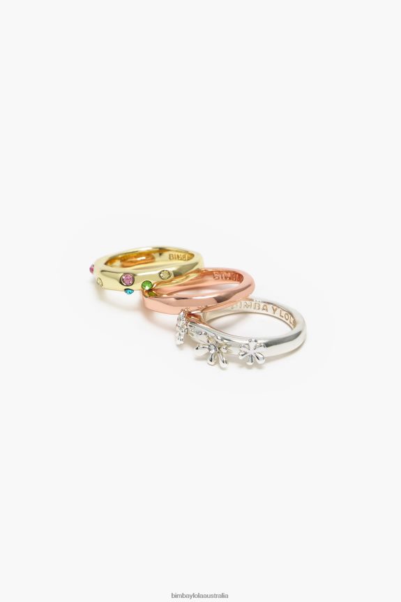 Accessories 4062VZ684 Flowers And Crystals Bimba Y Lola Ring Set