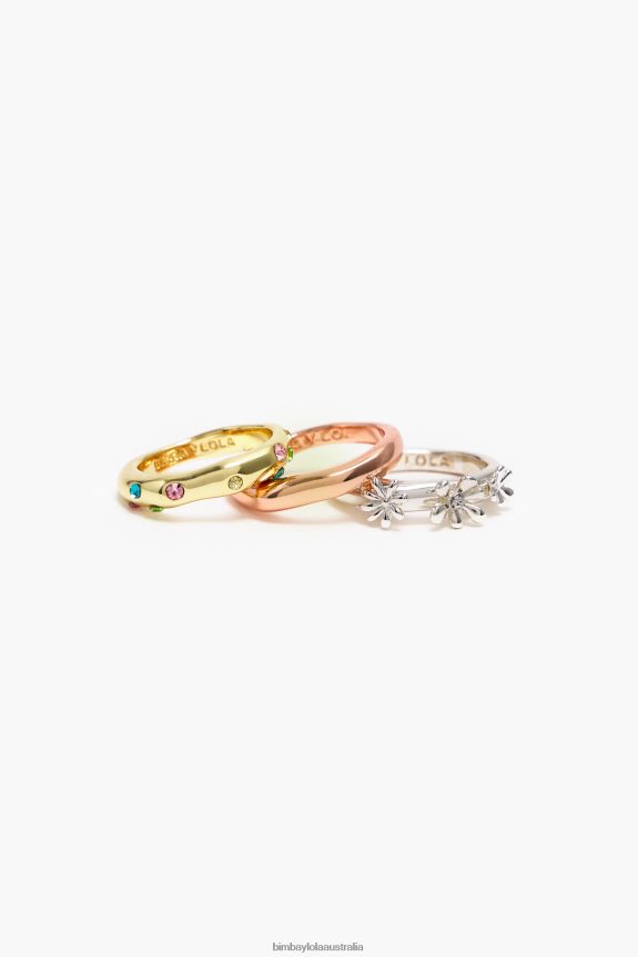 Accessories 4062VZ684 Flowers And Crystals Bimba Y Lola Ring Set