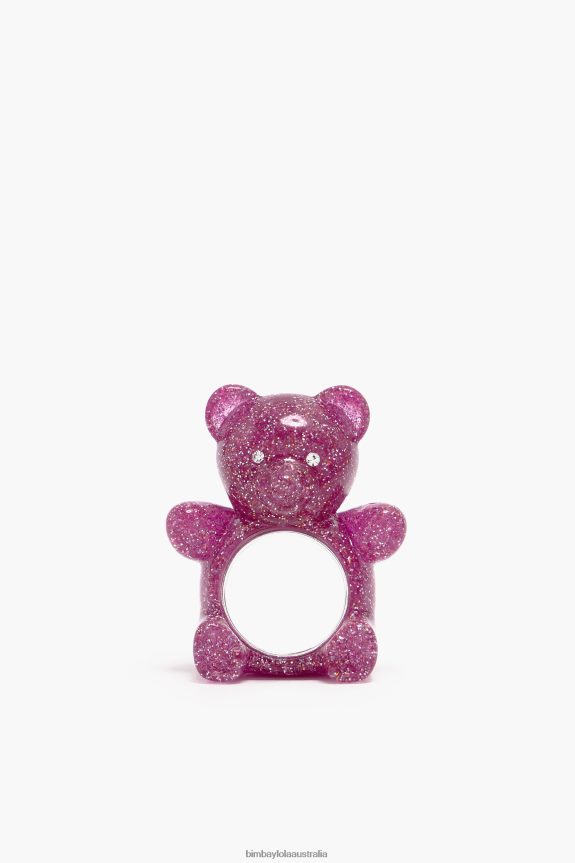 Accessories 4062VZ801 Pink Bimba Y Lola Glitter Teddy Bear Ring