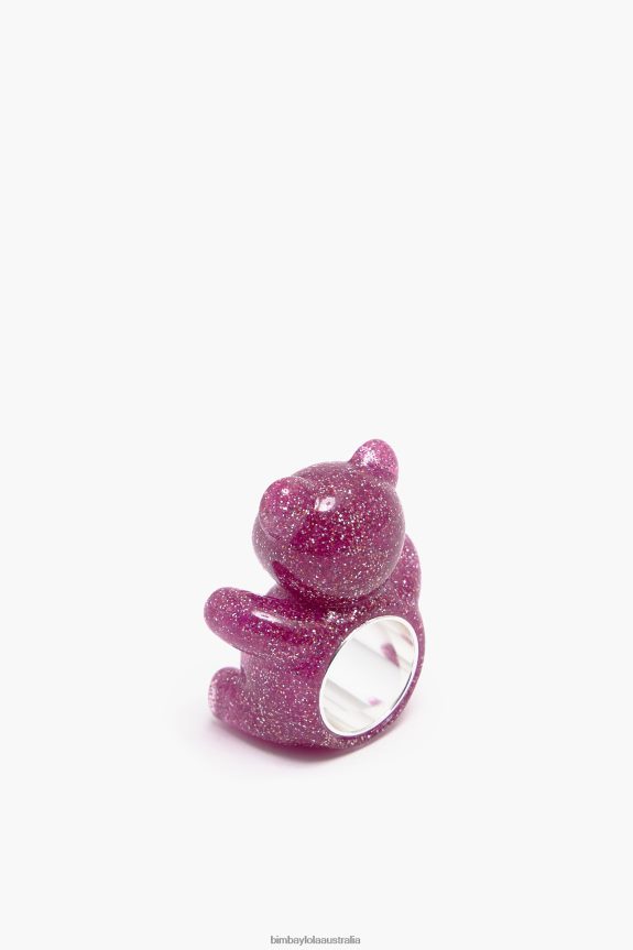 Accessories 4062VZ801 Pink Bimba Y Lola Glitter Teddy Bear Ring