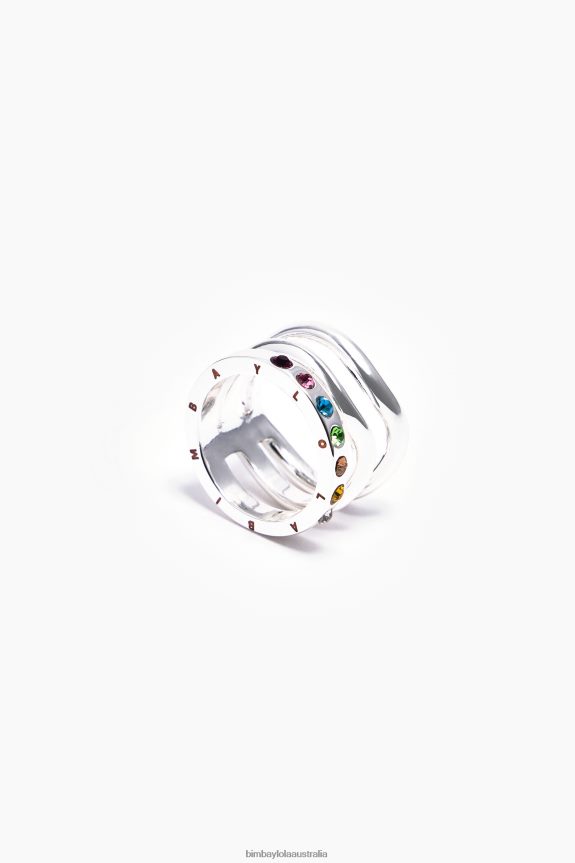 Accessories 4062VZ842 Multicolor Bimba Y Lola Three-Band Crystals Ring