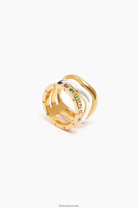 Accessories 4062VZ843 Multicolor Bimba Y Lola Three-Band Crystals Ring
