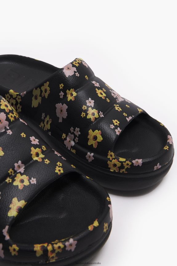 Footwewar 4062VZ595 Black Bimba Y Lola Acrylic Flowers Print Platform Flip-Flop