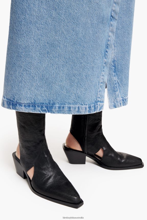Footwewar 4062VZ600 Black Bimba Y Lola Leather Cut-Out Ankle Boot