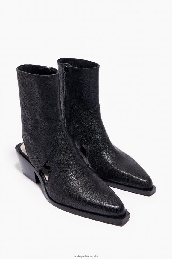 Footwewar 4062VZ600 Black Bimba Y Lola Leather Cut-Out Ankle Boot