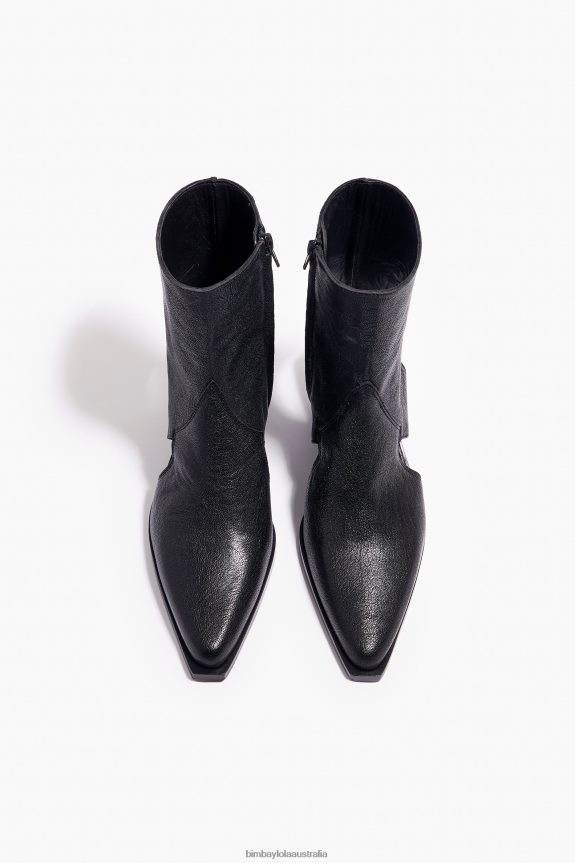 Footwewar 4062VZ600 Black Bimba Y Lola Leather Cut-Out Ankle Boot