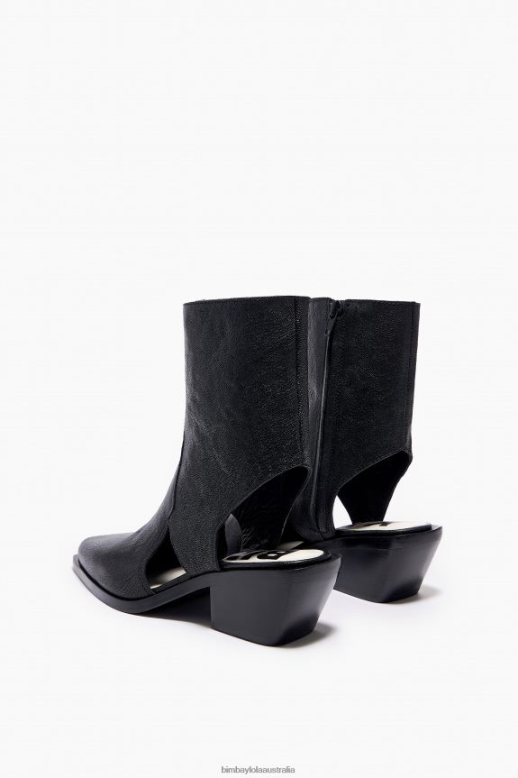 Footwewar 4062VZ600 Black Bimba Y Lola Leather Cut-Out Ankle Boot