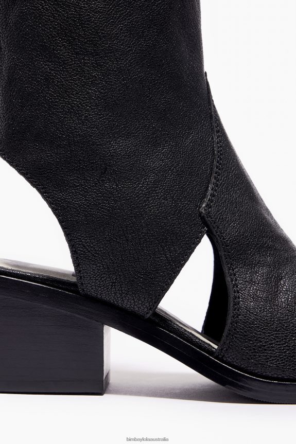 Footwewar 4062VZ600 Black Bimba Y Lola Leather Cut-Out Ankle Boot