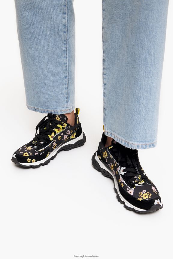 Footwewar 4062VZ544 Black Bimba Y Lola Acrylic Flowers Pulpo Runner Sneaker