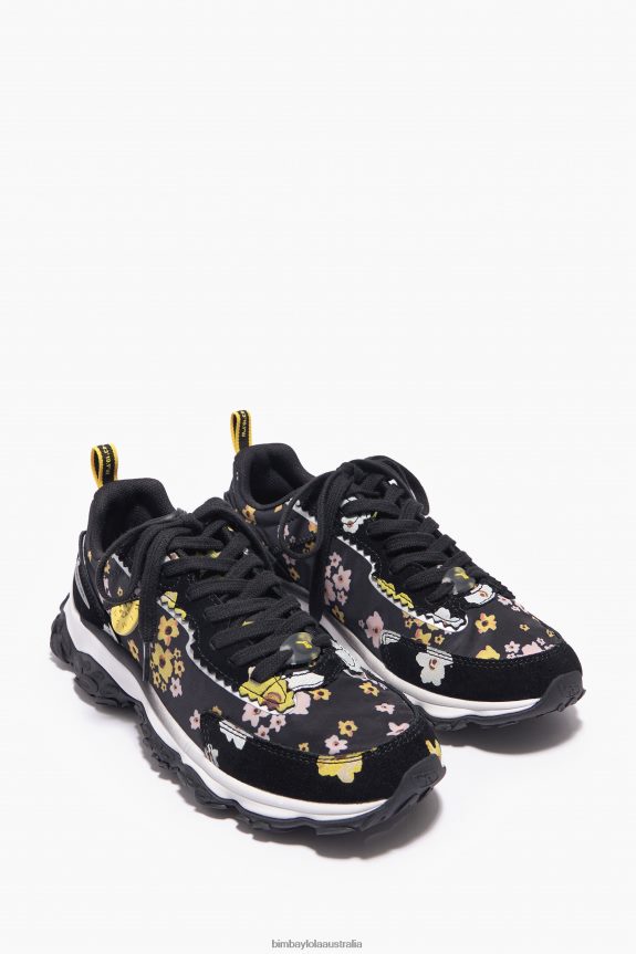 Footwewar 4062VZ544 Black Bimba Y Lola Acrylic Flowers Pulpo Runner Sneaker